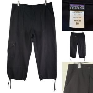 Patagonia Cargo Pants Crop Lightweight Outdoor Black Womens Size 10 Nylon